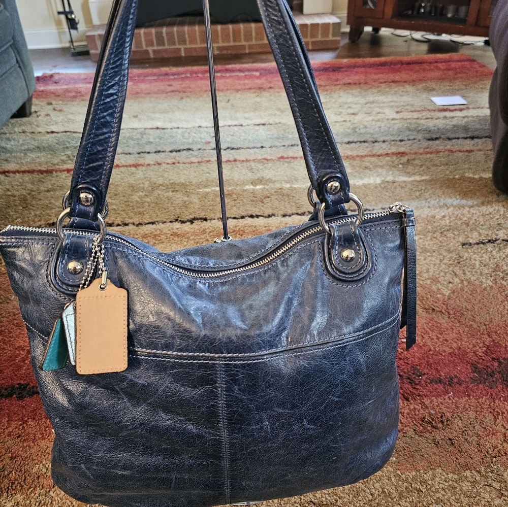 🔥🔥NWOT  COACH POPPY 19002 GLAM GLAZED LEATHER TOTE🔥🔥